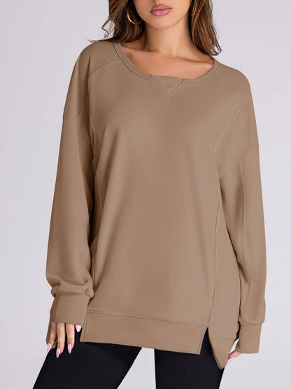Laura | Women's High Low Side Slit Pullover Sweatshirt With Pockets