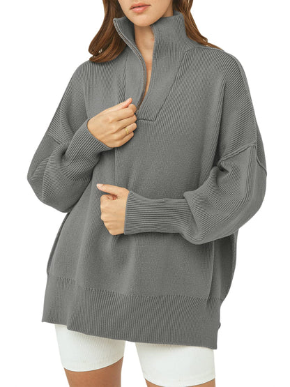 Kitty | Oversized Quarter Zip Sweater Pullover