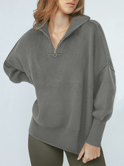 Kitty | Oversized Quarter Zip Sweater Pullover