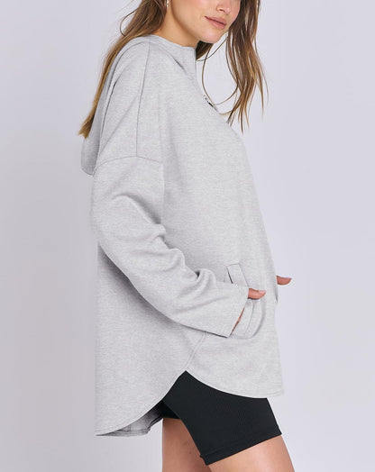 Sylvia | Quarter Zip Oversized Tunic Hoodie