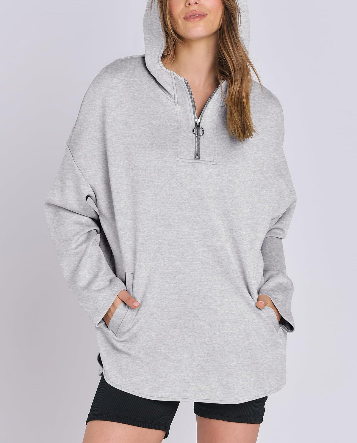 Sylvia | Quarter Zip Oversized Tunic Hoodie