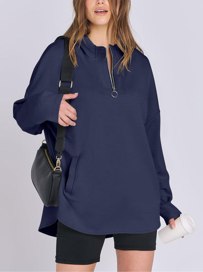 Sylvia | Quarter Zip Oversized Tunic Hoodie