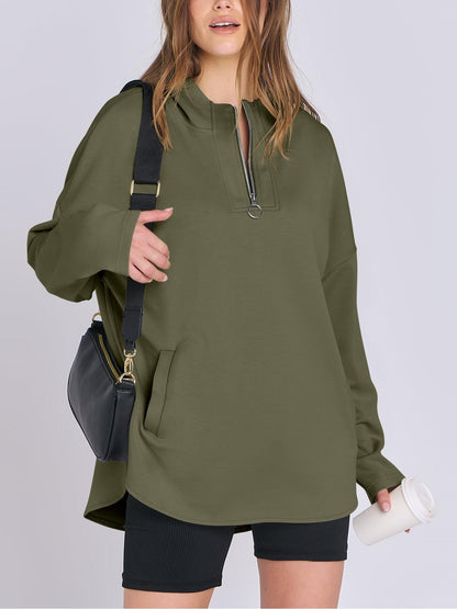 Sylvia | Quarter Zip Oversized Tunic Hoodie