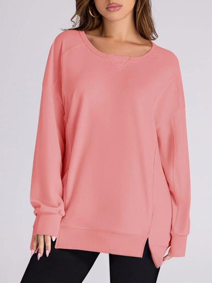 Laura | Women's High Low Side Slit Pullover Sweatshirt With Pockets