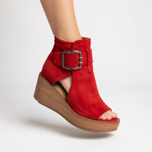 Eve | Elegant Open-Toe Wedge Ankle Boots
