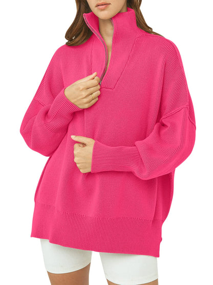 Kitty | Oversized Quarter Zip Sweater Pullover