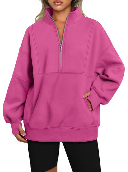 Suze | Half Zip Oversized Sweatshirt with Pockets