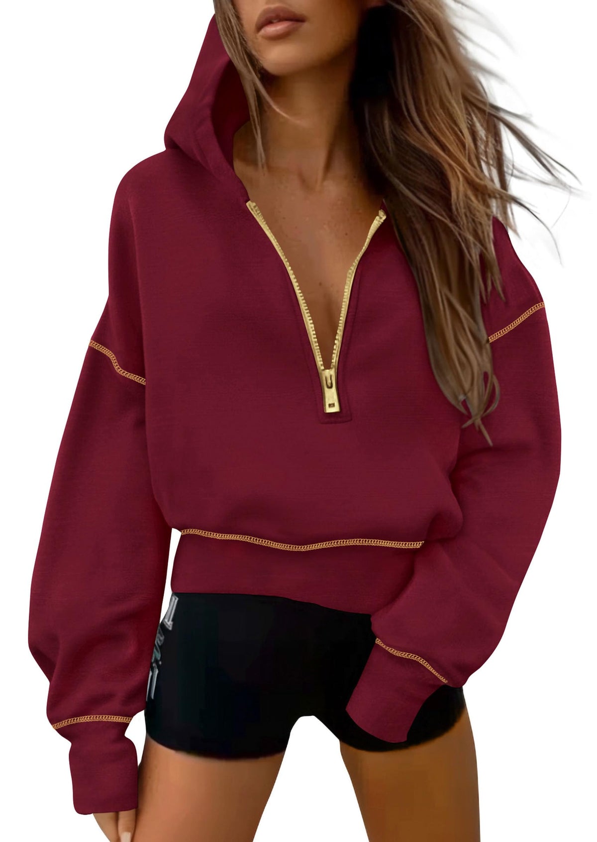 Coco | Half Zip Long Sleeve Cropped Hoodie