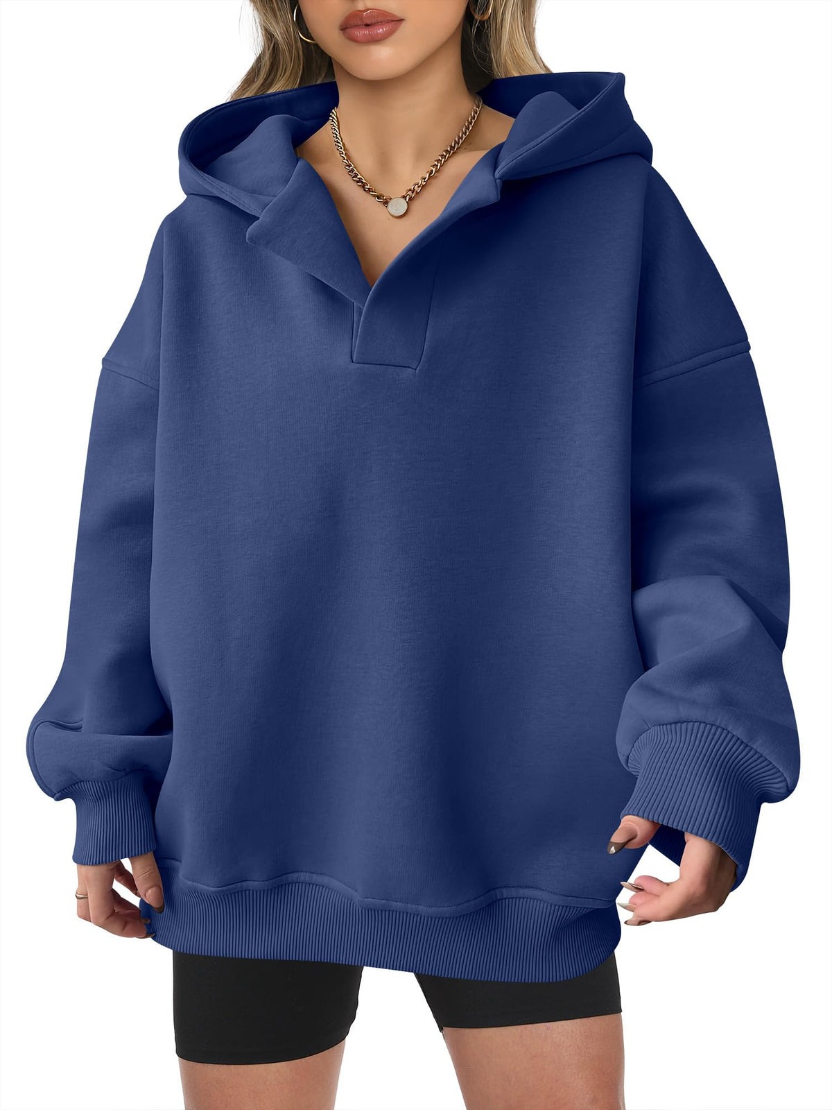 Kylie | Oversized V-Neck Hooded Pullover