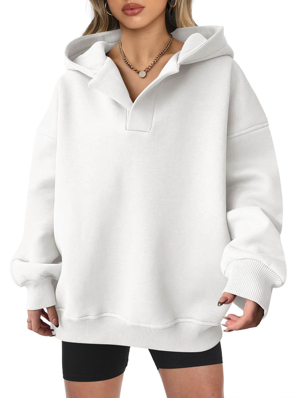 Kylie | Oversized V-Neck Hooded Pullover