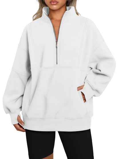 Suze | Half Zip Oversized Sweatshirt with Pockets