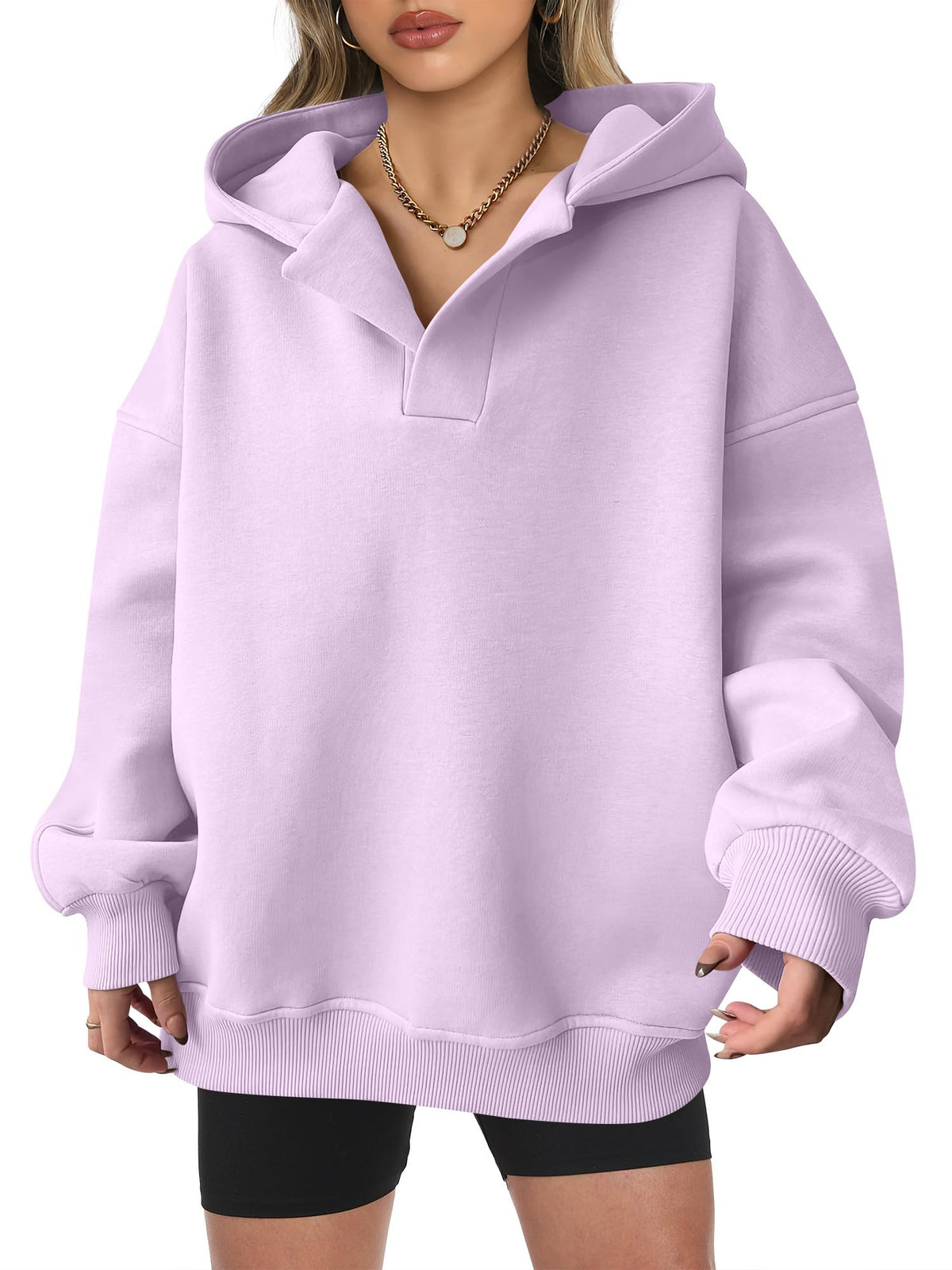 Kylie | Oversized V-Neck Hooded Pullover
