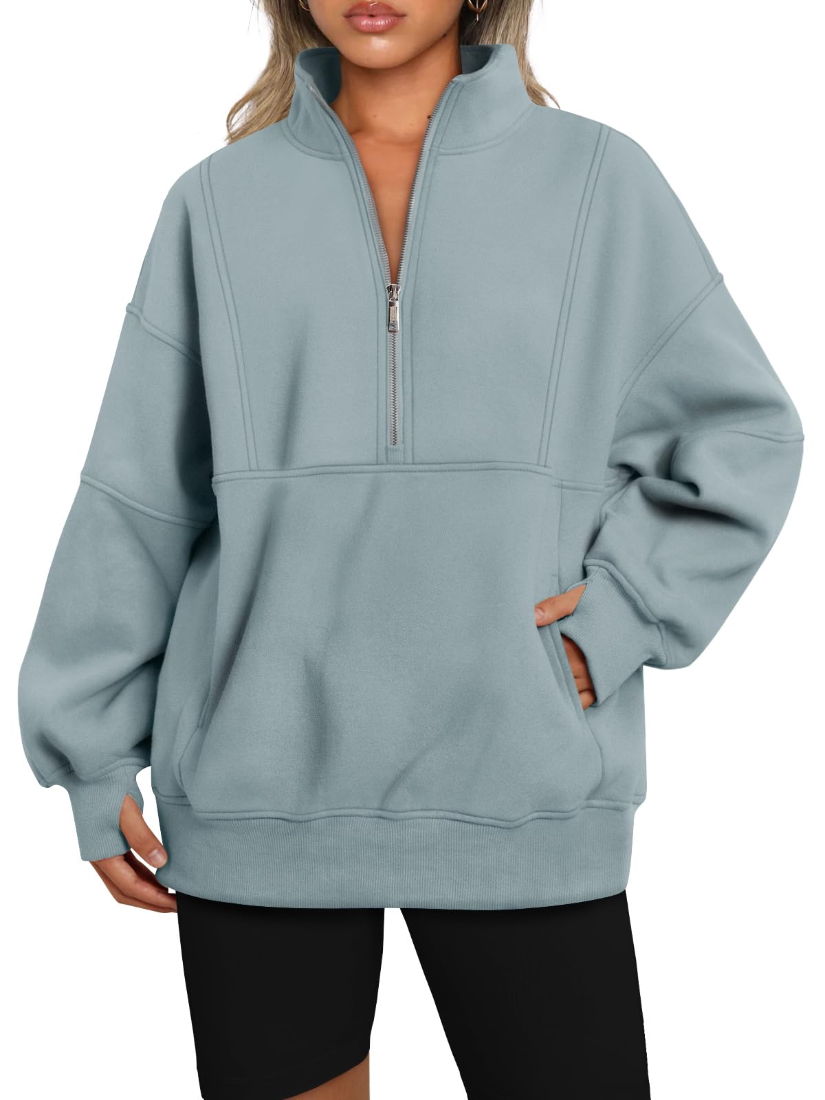 Suze | Half Zip Oversized Sweatshirt with Pockets
