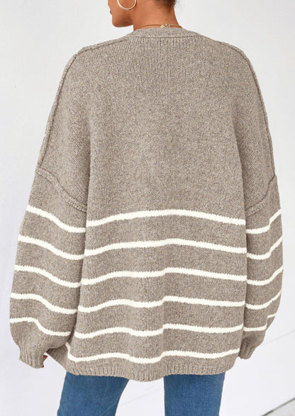 Cathlyn | Oversized Balloon Sleeve Striped Cardigan