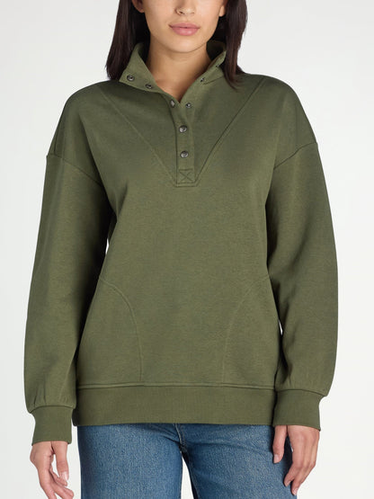 Janet | Mock Neck Henley Pullover Sweatshirt