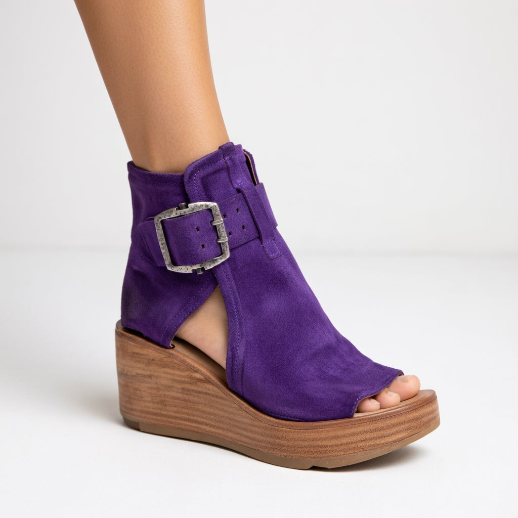 Eve | Elegant Open-Toe Wedge Ankle Boots