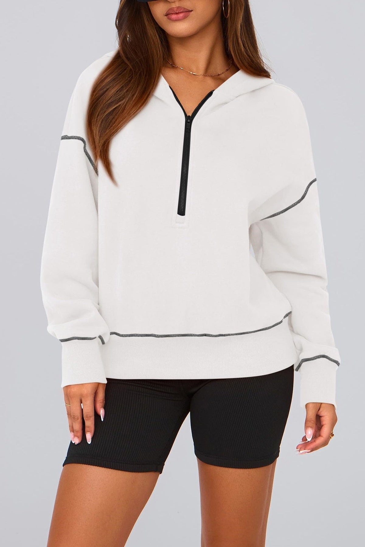 Coco | Half Zip Long Sleeve Cropped Hoodie