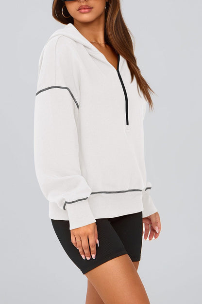 Coco | Half Zip Long Sleeve Cropped Hoodie