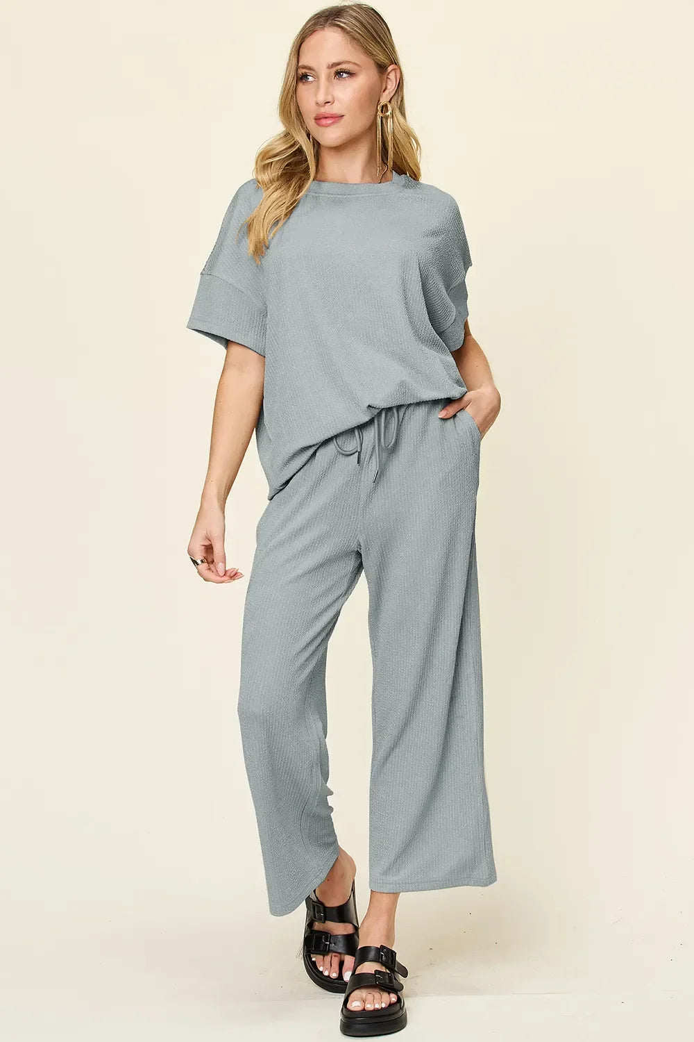 Cleo | Ribbed Wide-leg Pants