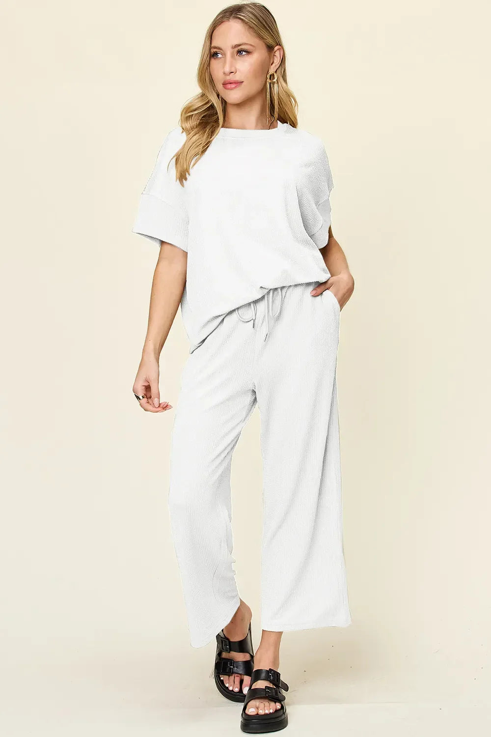 Cleo | Ribbed Wide-leg Pants