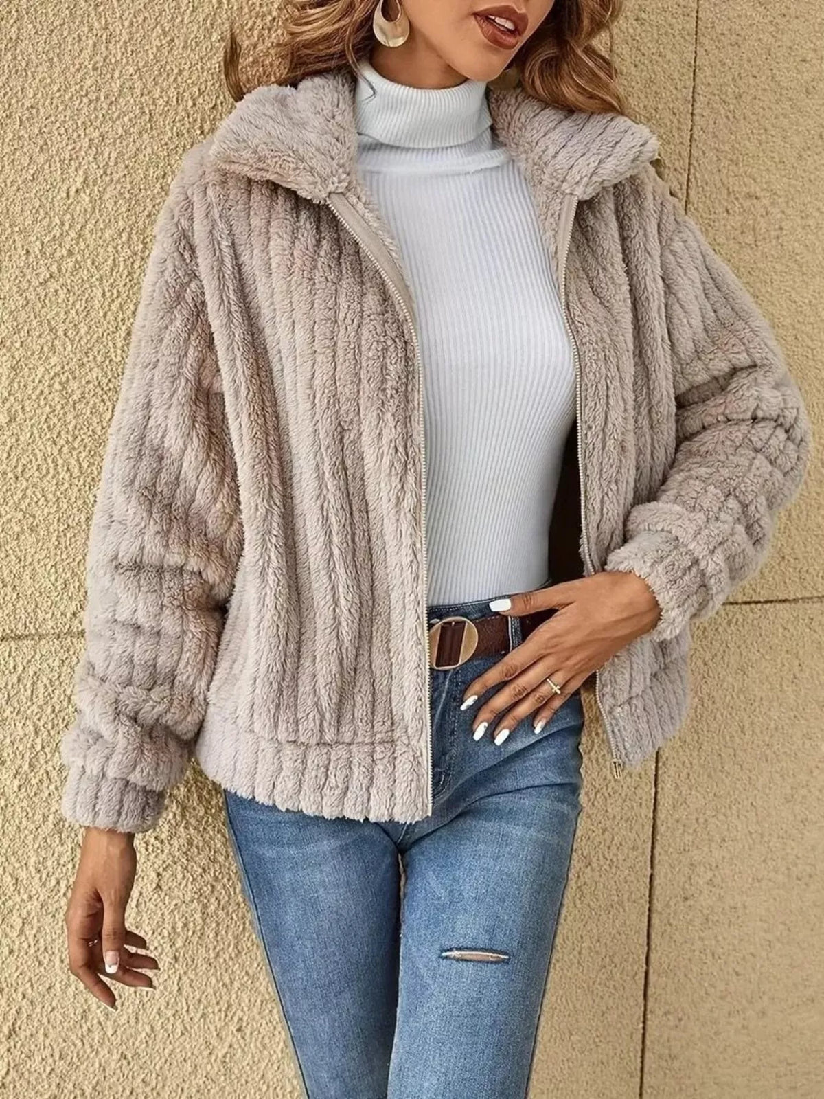 Mira | Zip-Up Teddy Jacket