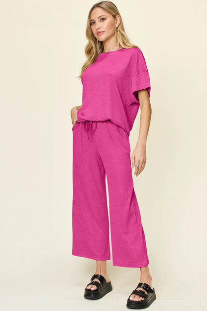 Cleo | Ribbed Wide-leg Pants