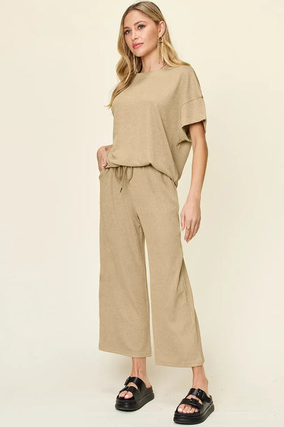 Cleo | Ribbed Wide-leg Pants