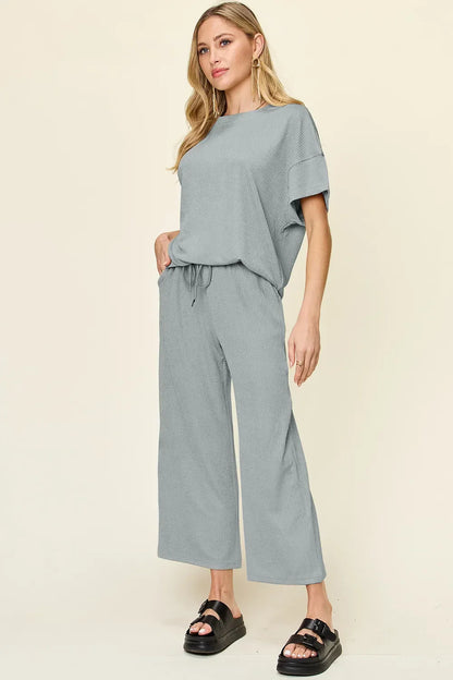 Cleo | Ribbed Wide-leg Pants
