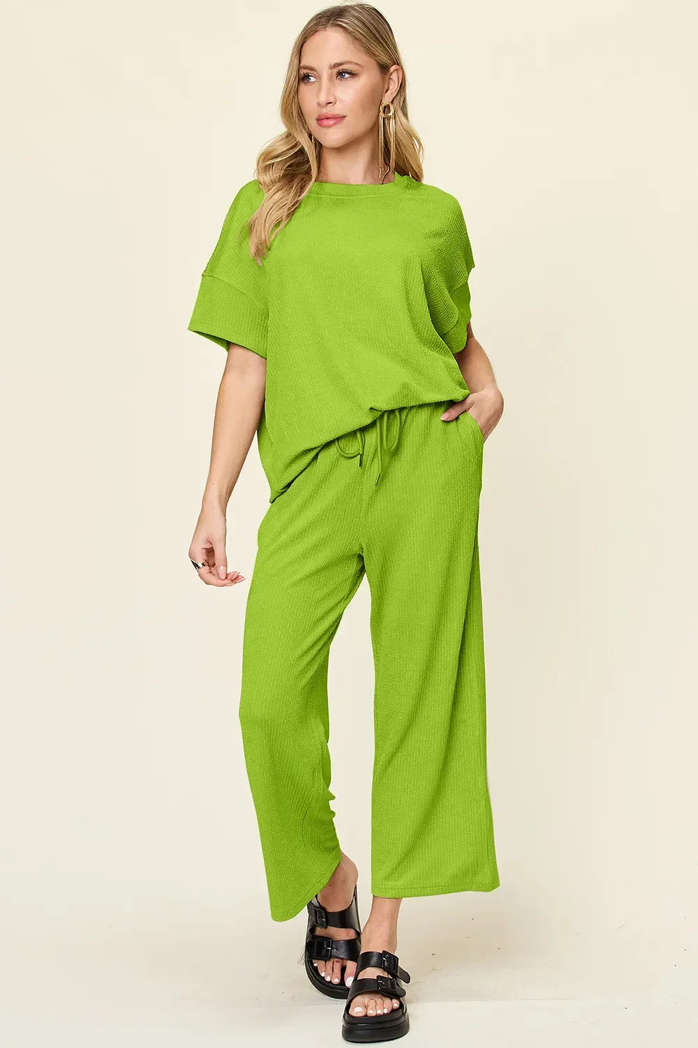 Cleo | Ribbed Wide-leg Pants