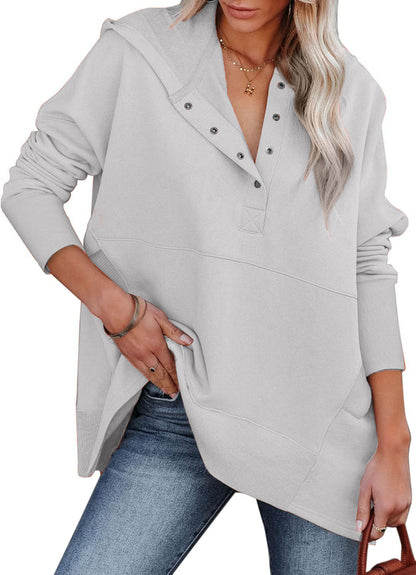 Rose | Oversized Half Button Hoodie