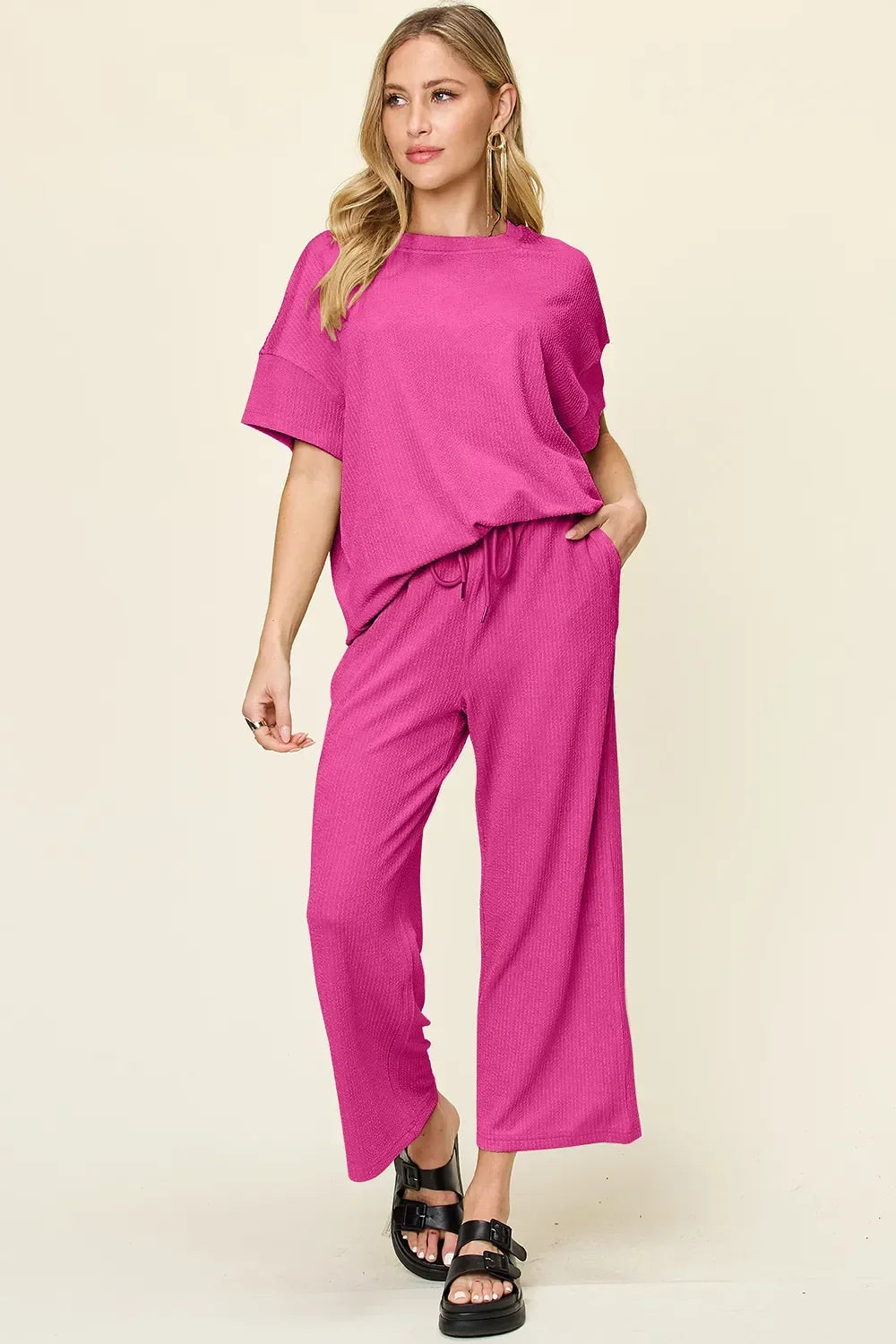 Cleo | Ribbed Wide-leg Pants